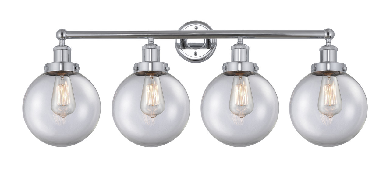 INNOVATIONS 616-4W-PC-G202-8 Beacon 4 Light 33.5 inch Bath Vanity Light Polished Chrome