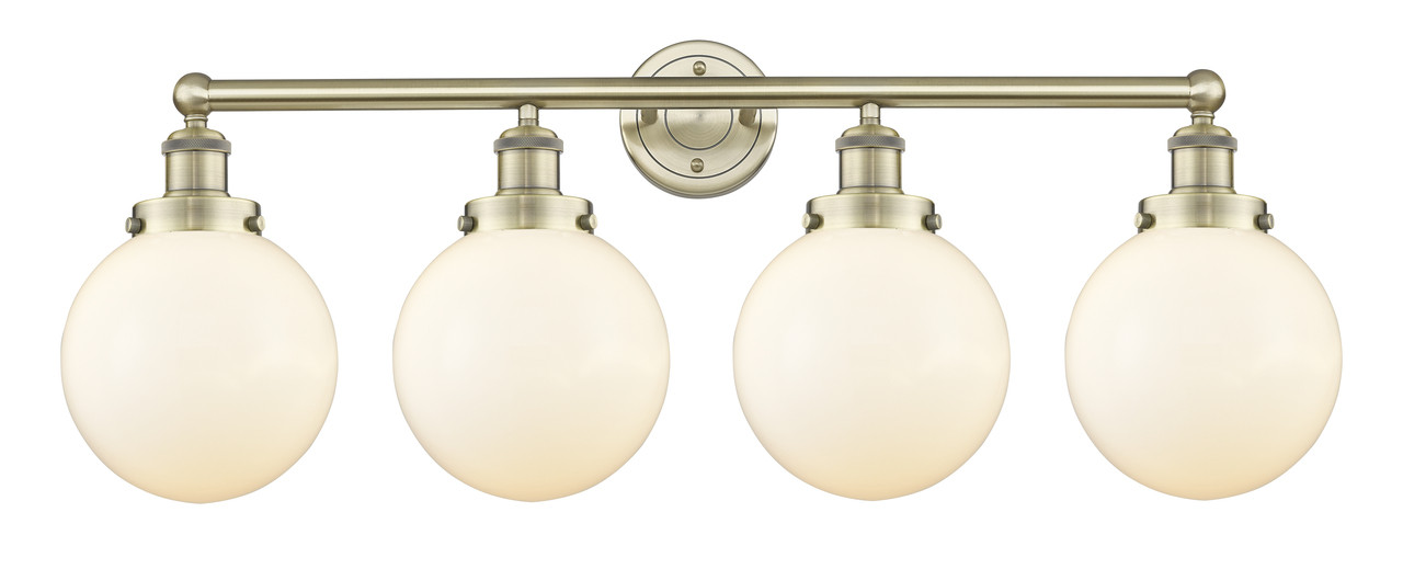 INNOVATIONS 616-4W-AB-G201-8 Beacon 4 33.5 inch Bath Vanity Light Antique Brass