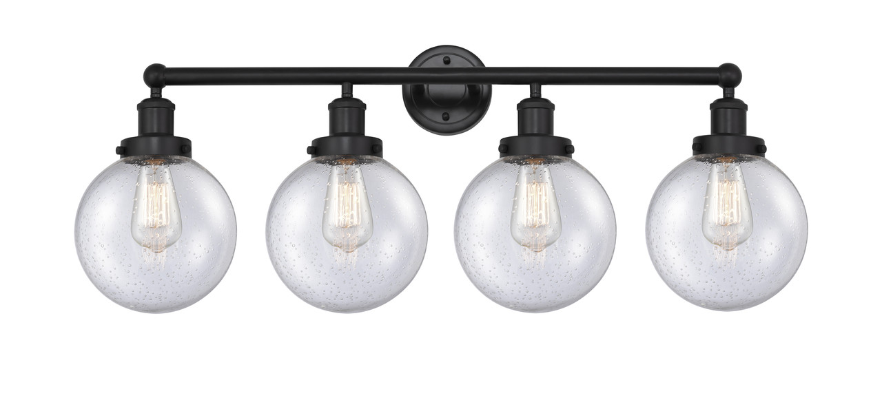 INNOVATIONS 616-4W-BK-G204-8 Beacon 4 Light 33.5 inch Bath Vanity Light Matte Black