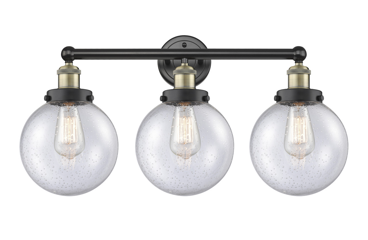 INNOVATIONS 616-3W-BAB-G204-8 Beacon 3 24.5 inch Bath Vanity Light Black Antique Brass