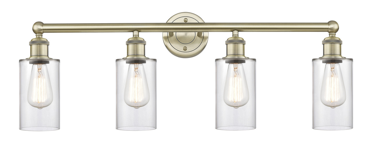 INNOVATIONS 616-4W-AB-G802 Clymer 4 30.875 inch Bath Vanity Light Antique Brass