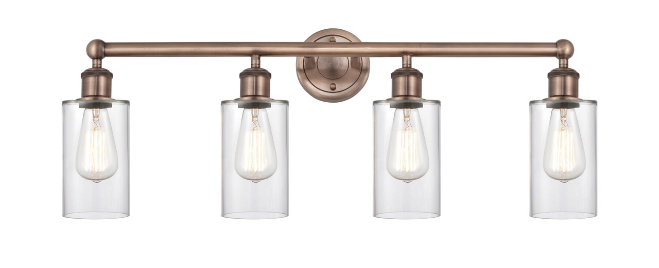 INNOVATIONS 616-4W-AC-G802 Clymer 4 30.875 inch Bath Vanity Light Antique Copper