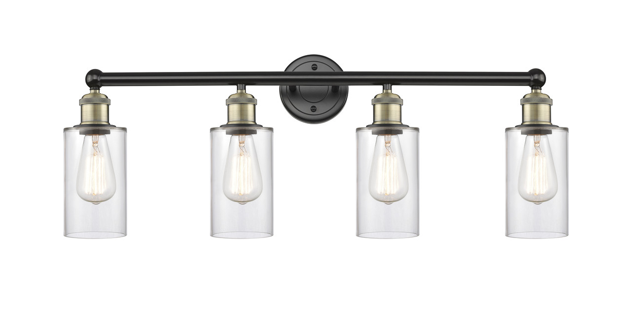 INNOVATIONS 616-4W-BAB-G802 Clymer 4 30.875 inch Bath Vanity Light Black Antique Brass