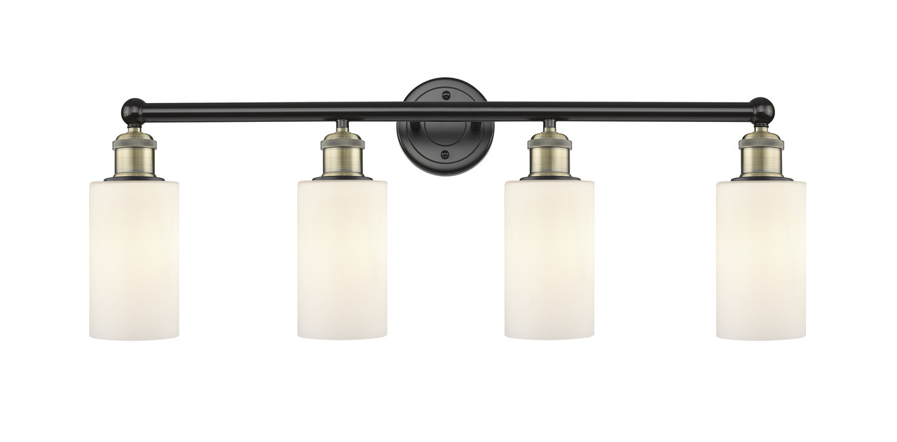INNOVATIONS 616-4W-BAB-G801 Clymer 4 30.875 inch Bath Vanity Light Black Antique Brass