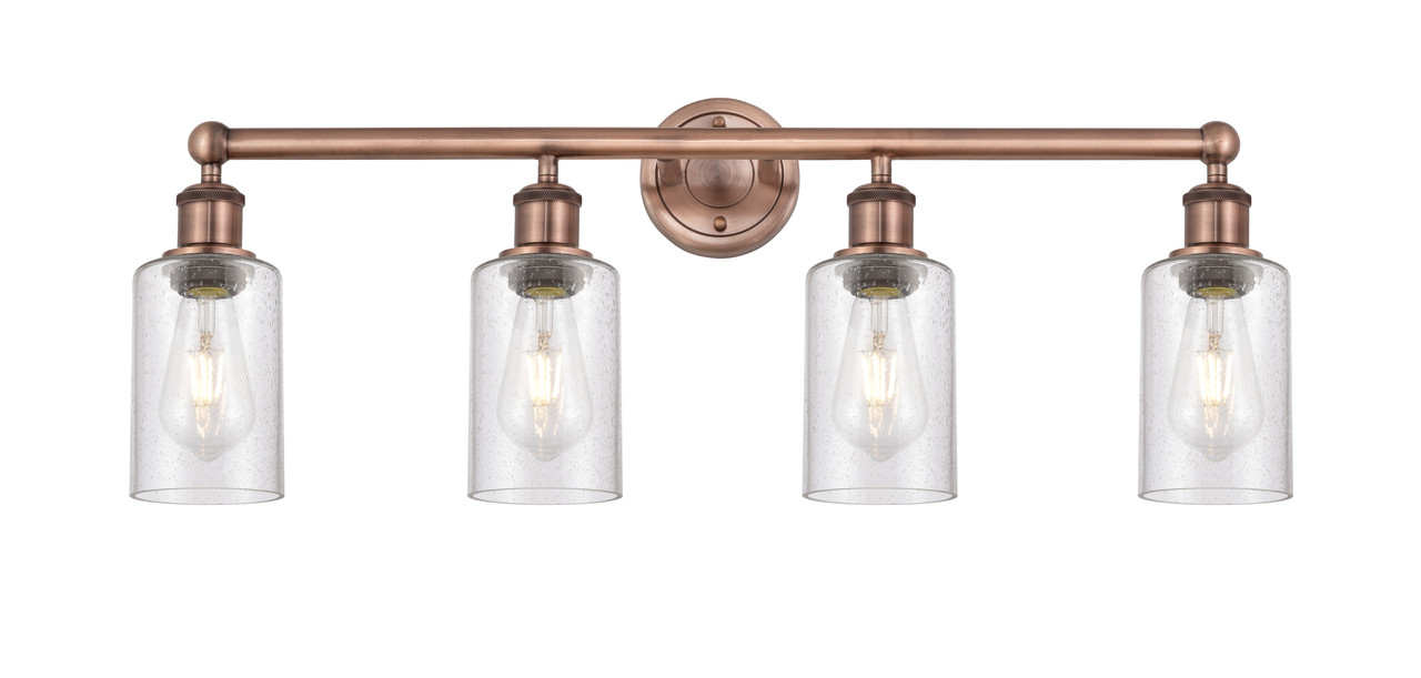 INNOVATIONS 616-4W-AC-G804 Clymer 4 30.875 inch Bath Vanity Light Antique Copper
