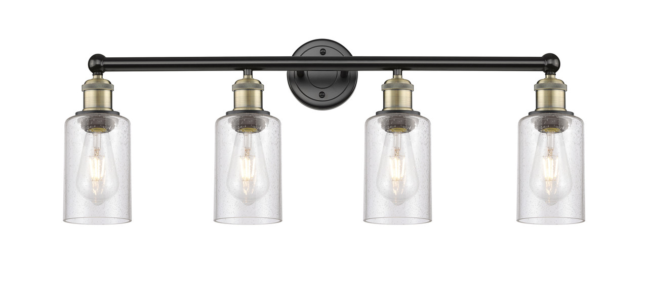 INNOVATIONS 616-4W-BAB-G804 Clymer 4 30.875 inch Bath Vanity Light Black Antique Brass