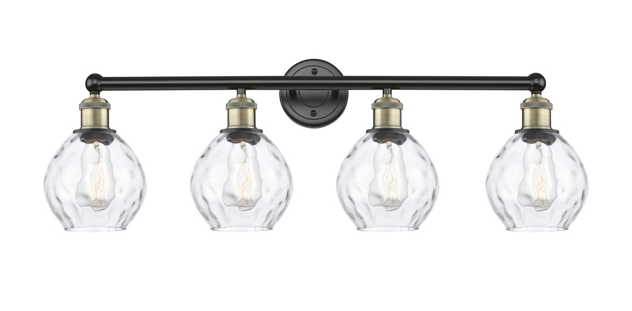 INNOVATIONS 616-4W-BAB-G362 Waverly 4 33 inch Bath Vanity Light Black Antique Brass