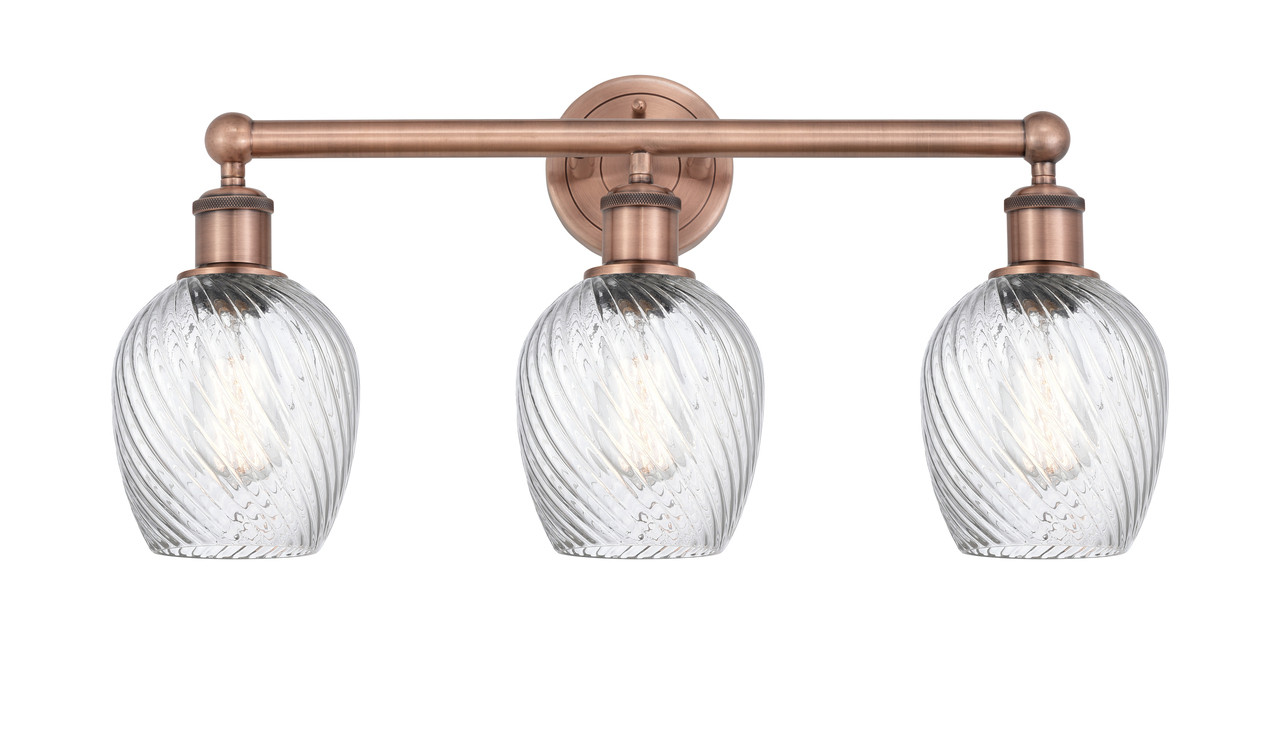INNOVATIONS 616-3W-AC-G292 Salina 3 23 inch Bath Vanity Light Antique Copper