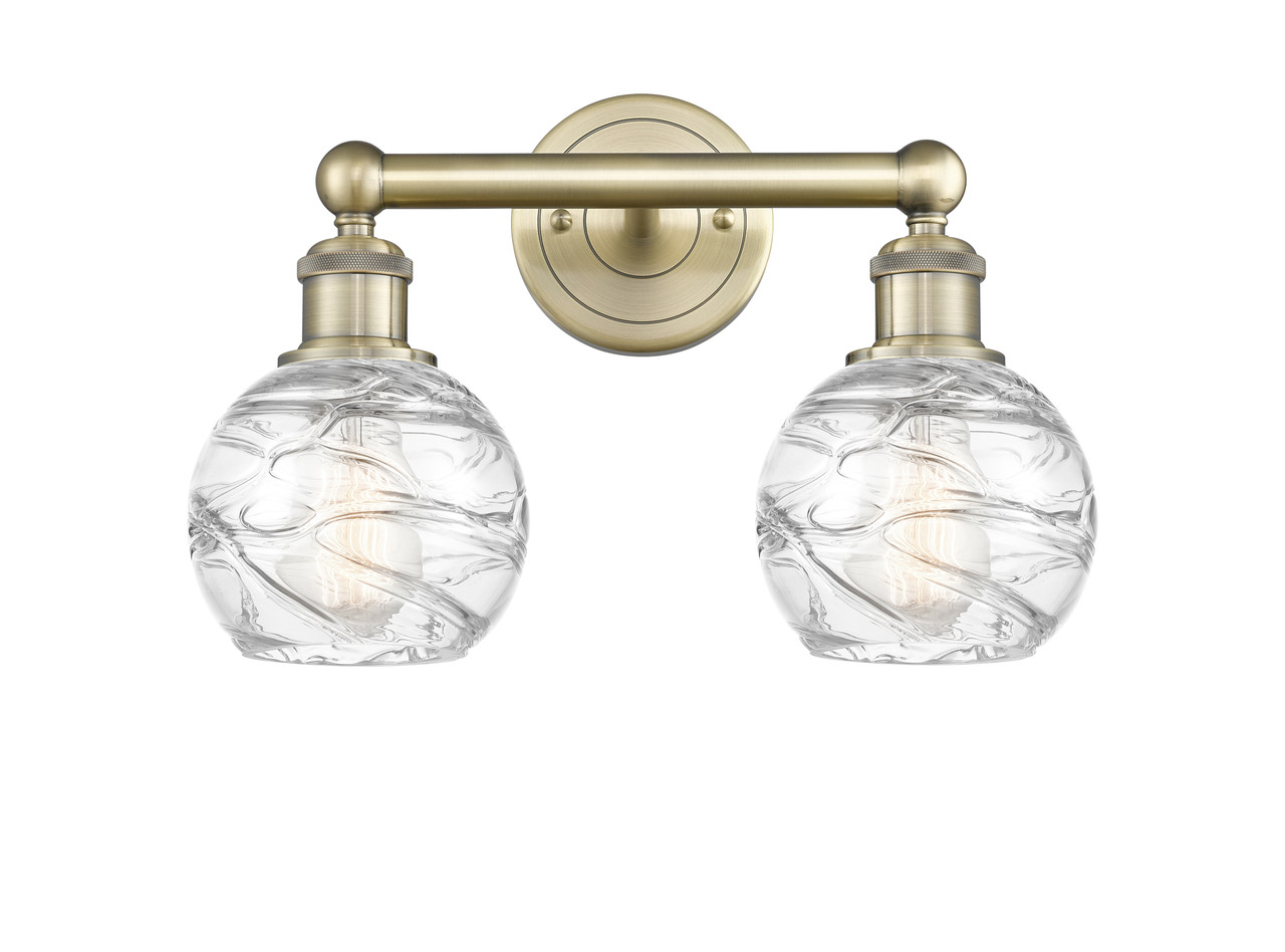 INNOVATIONS 616-2W-AB-G1213-6 Athens Deco Swirl 2 15 inch Bath Vanity Light Antique Brass