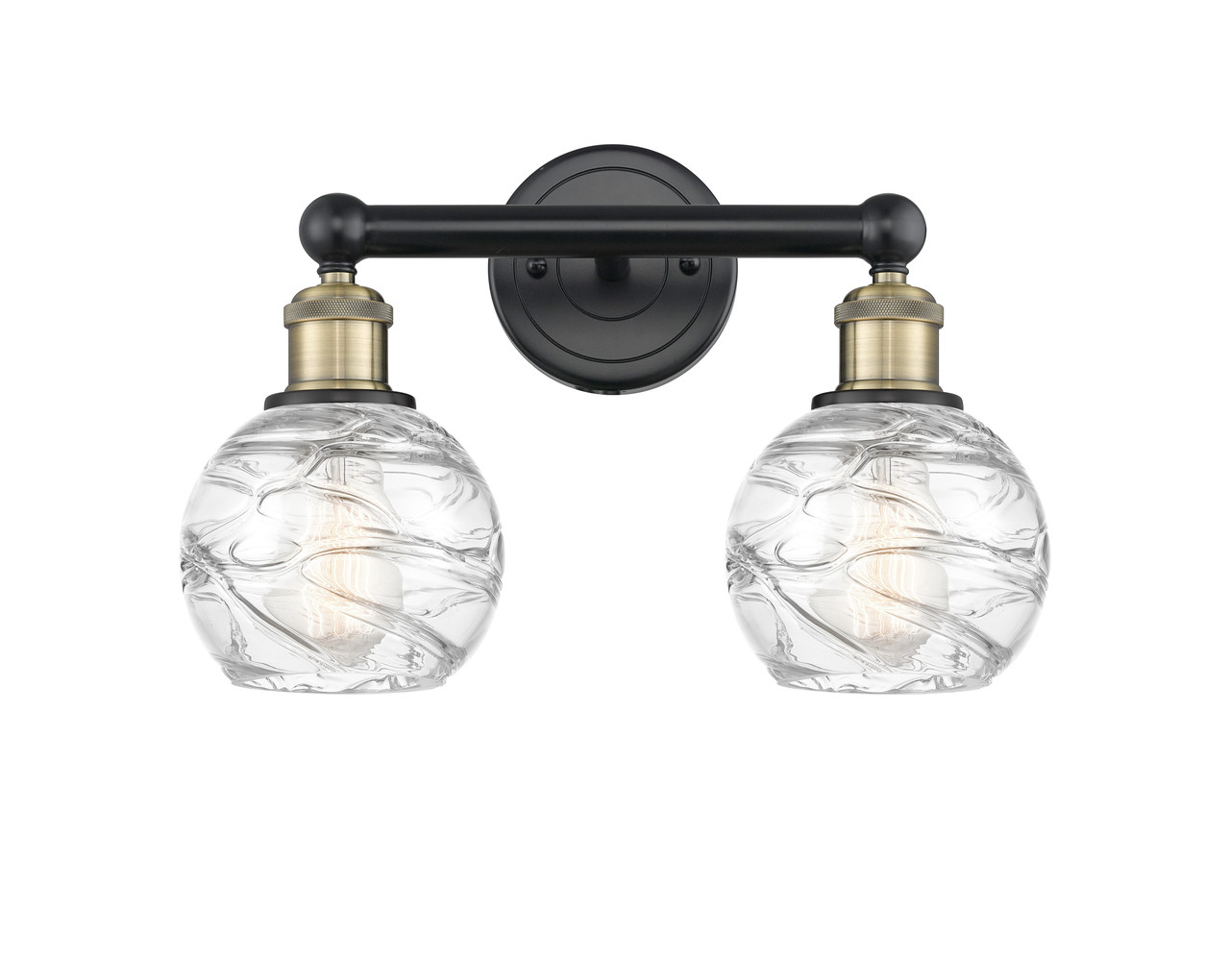 INNOVATIONS 616-2W-BAB-G1213-6 Athens Deco Swirl 2 15 inch Bath Vanity Light Black Antique Brass