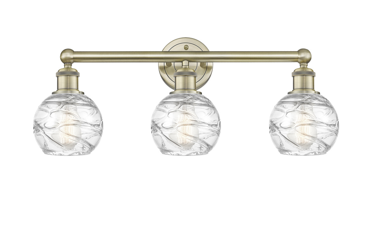 INNOVATIONS 616-3W-AB-G1213-6 Athens Deco Swirl 3 24 inch Bath Vanity Light Antique Brass