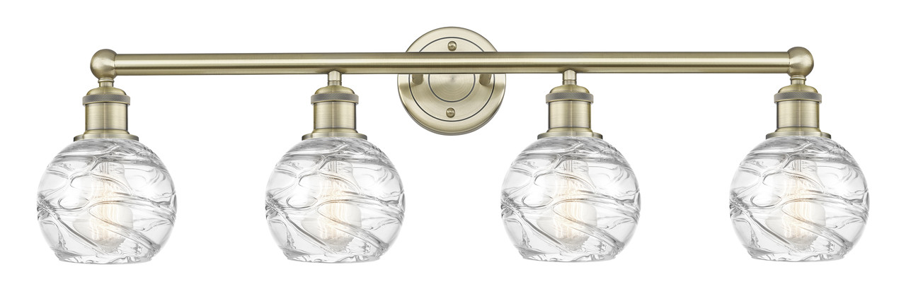 INNOVATIONS 616-4W-AB-G1213-6 Athens Deco Swirl 4 33 inch Bath Vanity Light Antique Brass