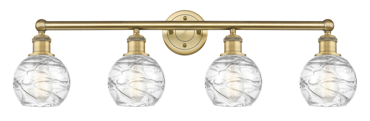 INNOVATIONS 616-4W-BB-G1213-6 Athens Deco Swirl 4 33 inch Bath Vanity Light Brushed Brass