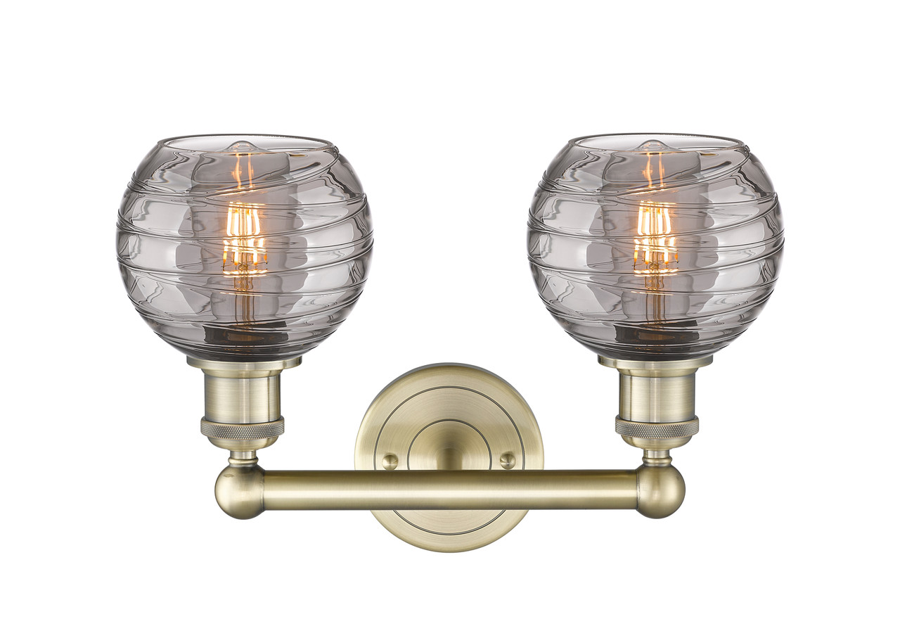 INNOVATIONS 616-2W-AB-G1213-6SM Athens Deco Swirl 2 15 inch Bath Vanity Light Antique Brass