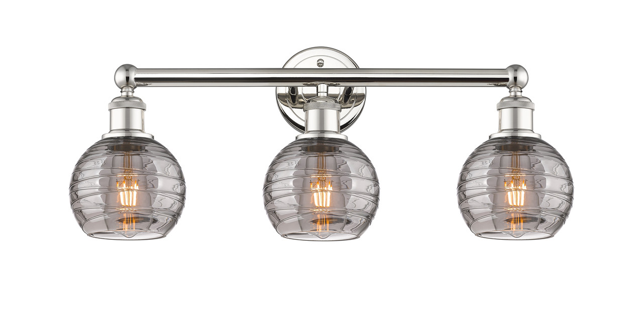 INNOVATIONS 616-3W-PN-G1213-6SM Athens Deco Swirl 3 24 inch Bath Vanity Light Polished Nickel