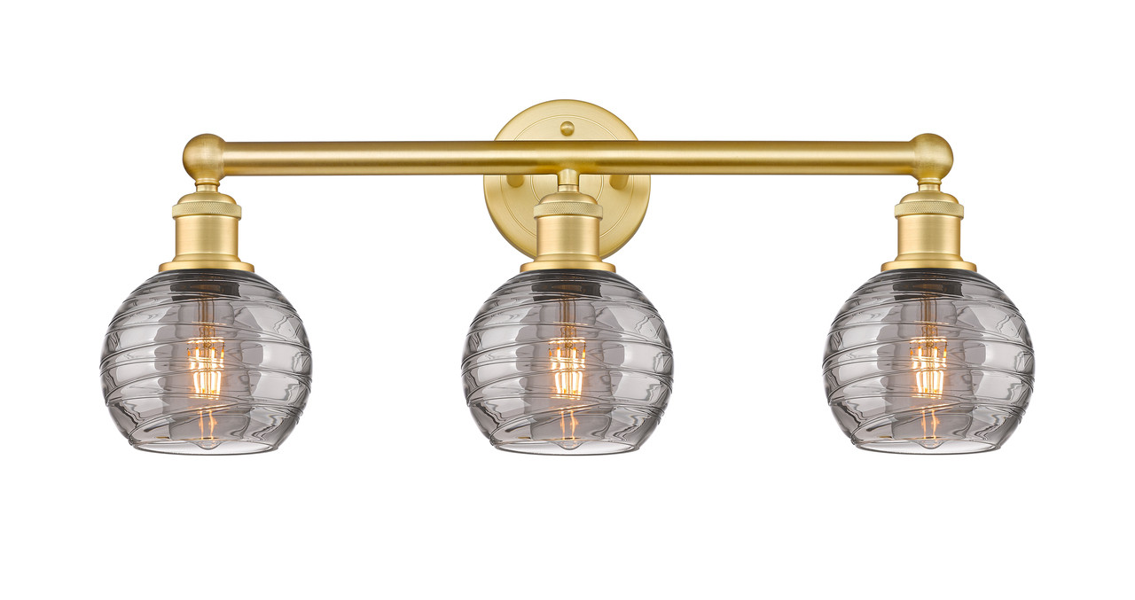 INNOVATIONS 616-3W-SG-G1213-6SM Athens Deco Swirl 3 24 inch Bath Vanity Light Satin Gold