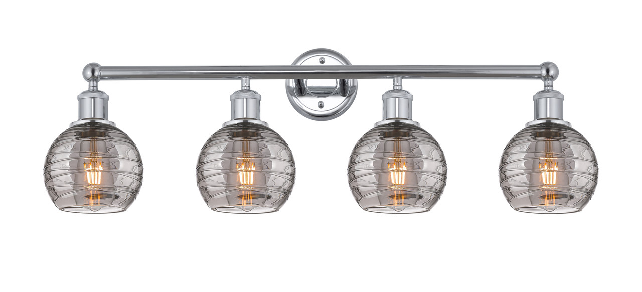 INNOVATIONS 616-4W-PC-G1213-6SM Athens Deco Swirl 4 Light 33 inch Bath Vanity Light Polished Chrome