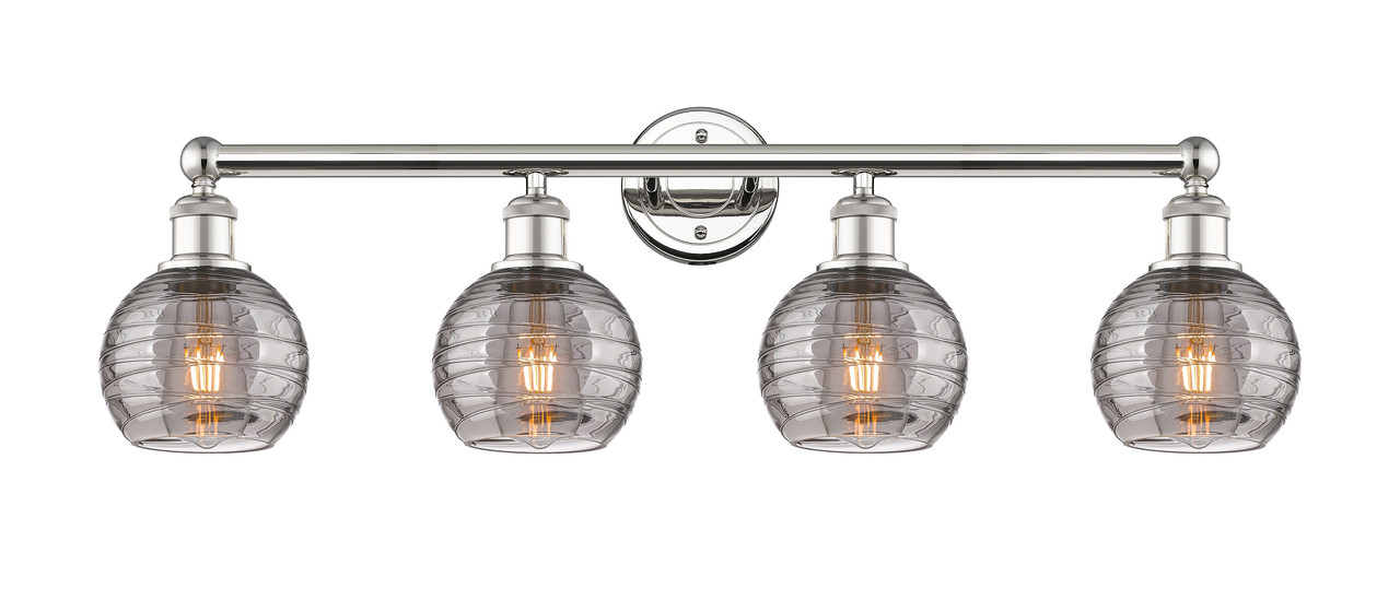 INNOVATIONS 616-4W-PN-G1213-6SM Athens Deco Swirl 4 33 inch Bath Vanity Light Polished Nickel