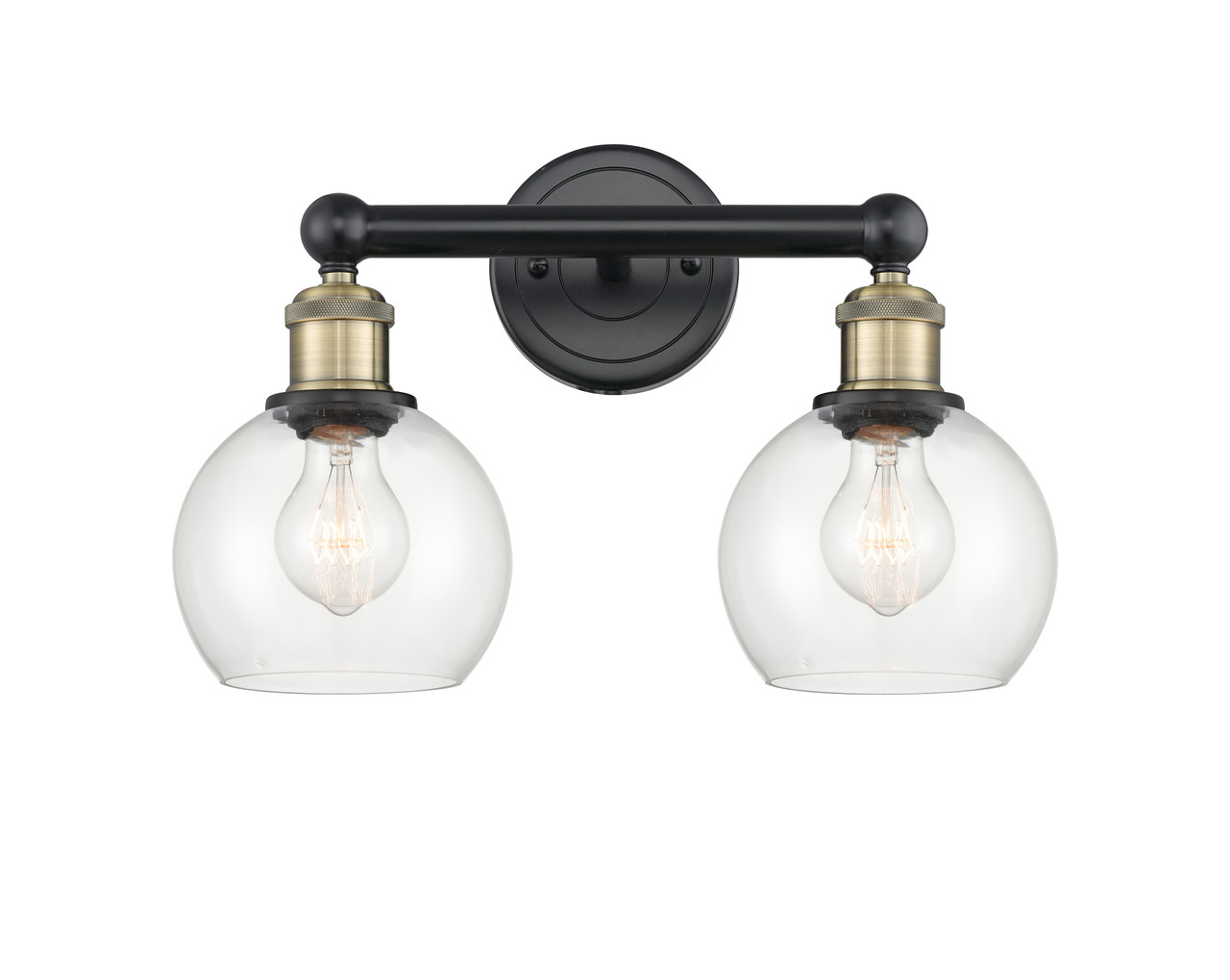 INNOVATIONS 616-2W-BAB-G122-6 Athens 2 15 inch Bath Vanity Light Black Antique Brass