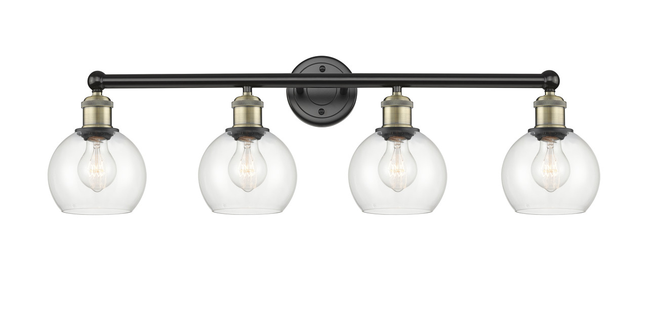 INNOVATIONS 616-4W-BAB-G122-6 Athens 4 33 inch Bath Vanity Light Black Antique Brass