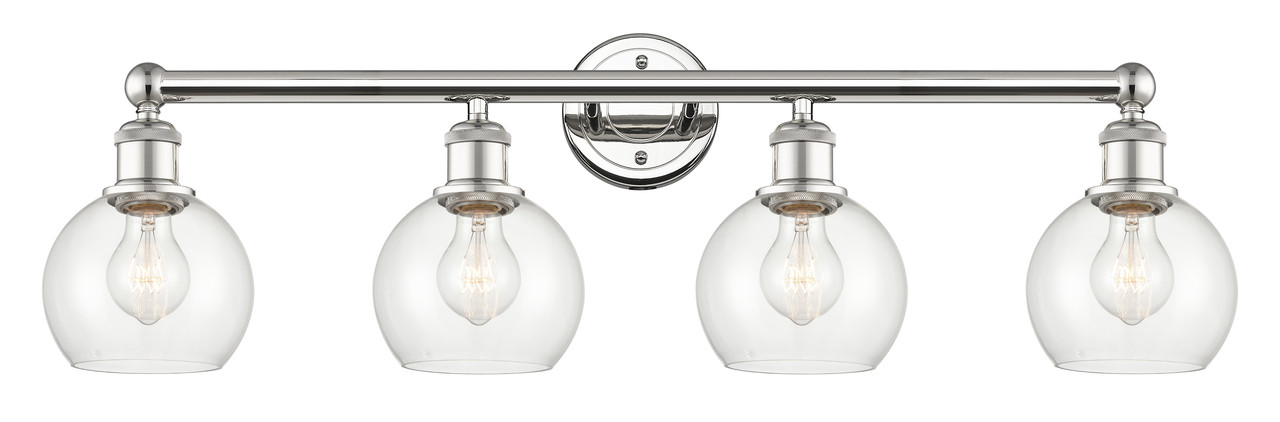 INNOVATIONS 616-4W-PN-G122-6 Athens 4 33 inch Bath Vanity Light Polished Nickel