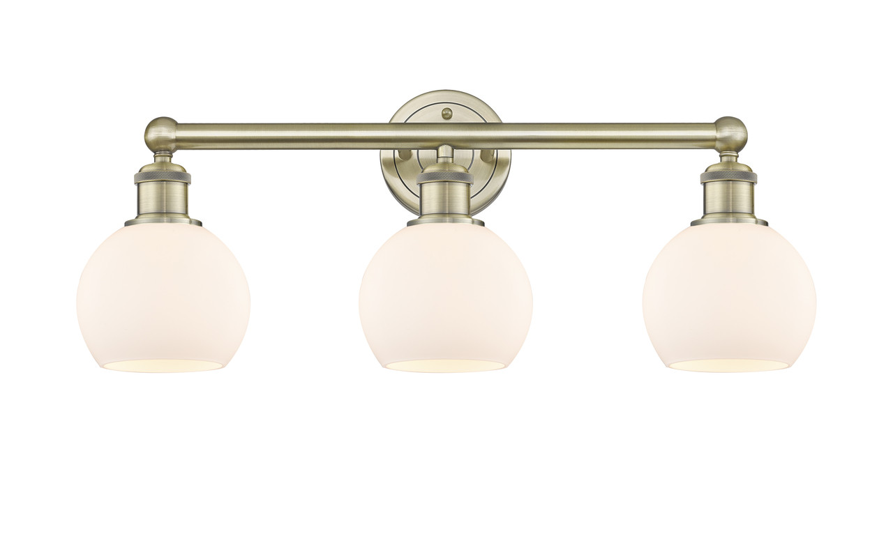 INNOVATIONS 616-3W-AB-G121-6 Athens 3 24 inch Bath Vanity Light Antique Brass