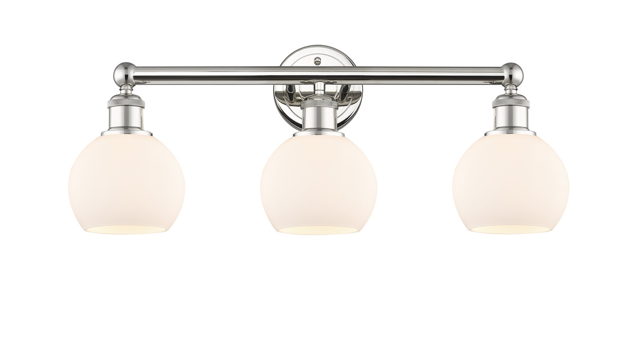 INNOVATIONS 616-3W-PN-G121-6 Athens 3 24 inch Bath Vanity Light Polished Nickel