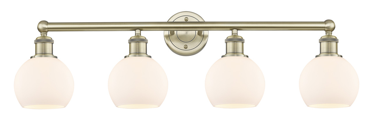 INNOVATIONS 616-4W-AB-G121-6 Athens 4 33 inch Bath Vanity Light Antique Brass