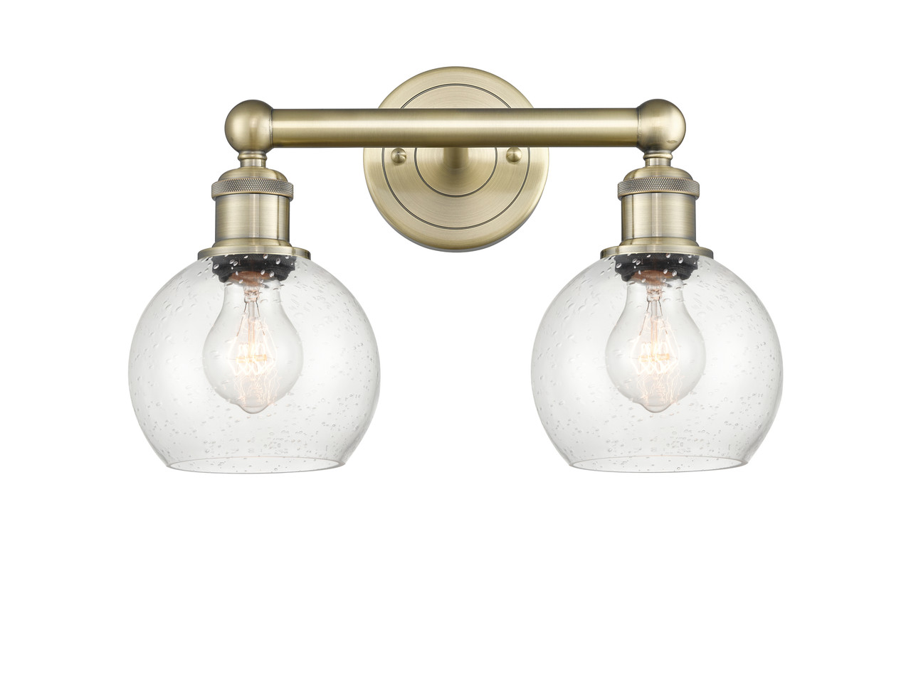 INNOVATIONS 616-2W-AB-G124-6 Athens 2 15 inch Bath Vanity Light Antique Brass