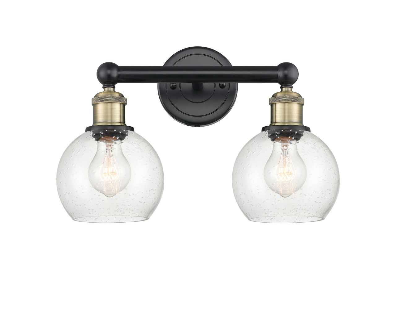 INNOVATIONS 616-2W-BAB-G124-6 Athens 2 15 inch Bath Vanity Light Black Antique Brass