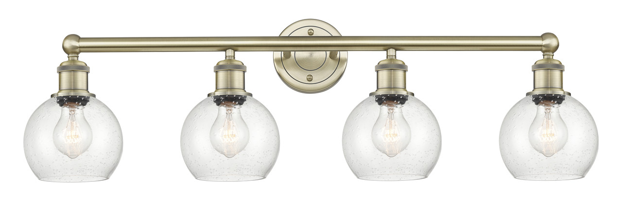 INNOVATIONS 616-4W-AB-G124-6 Athens 4 33 inch Bath Vanity Light Antique Brass