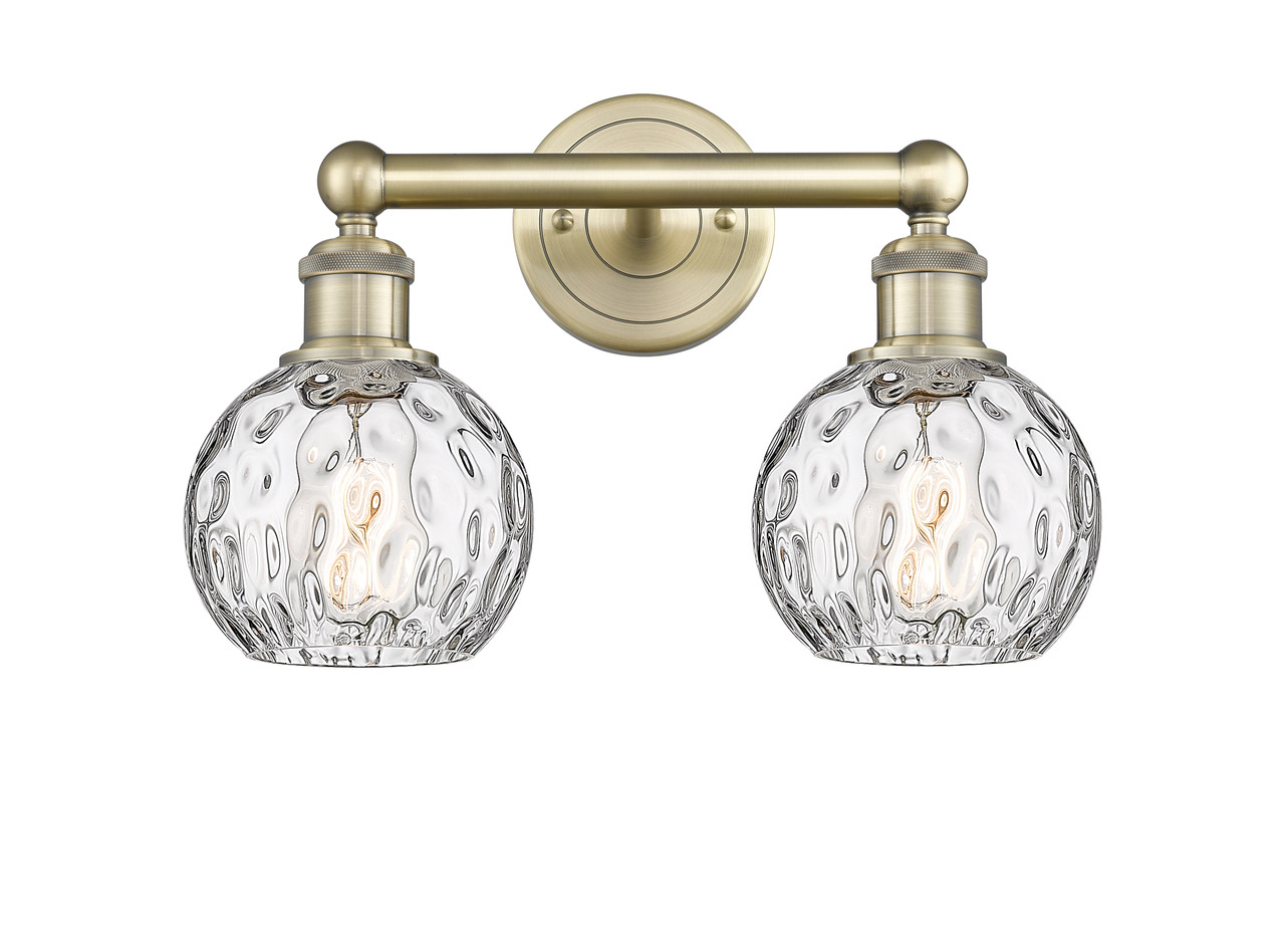 INNOVATIONS 616-2W-AB-G1215-6 Athens Water Glass 2 15 inch Bath Vanity Light Antique Brass