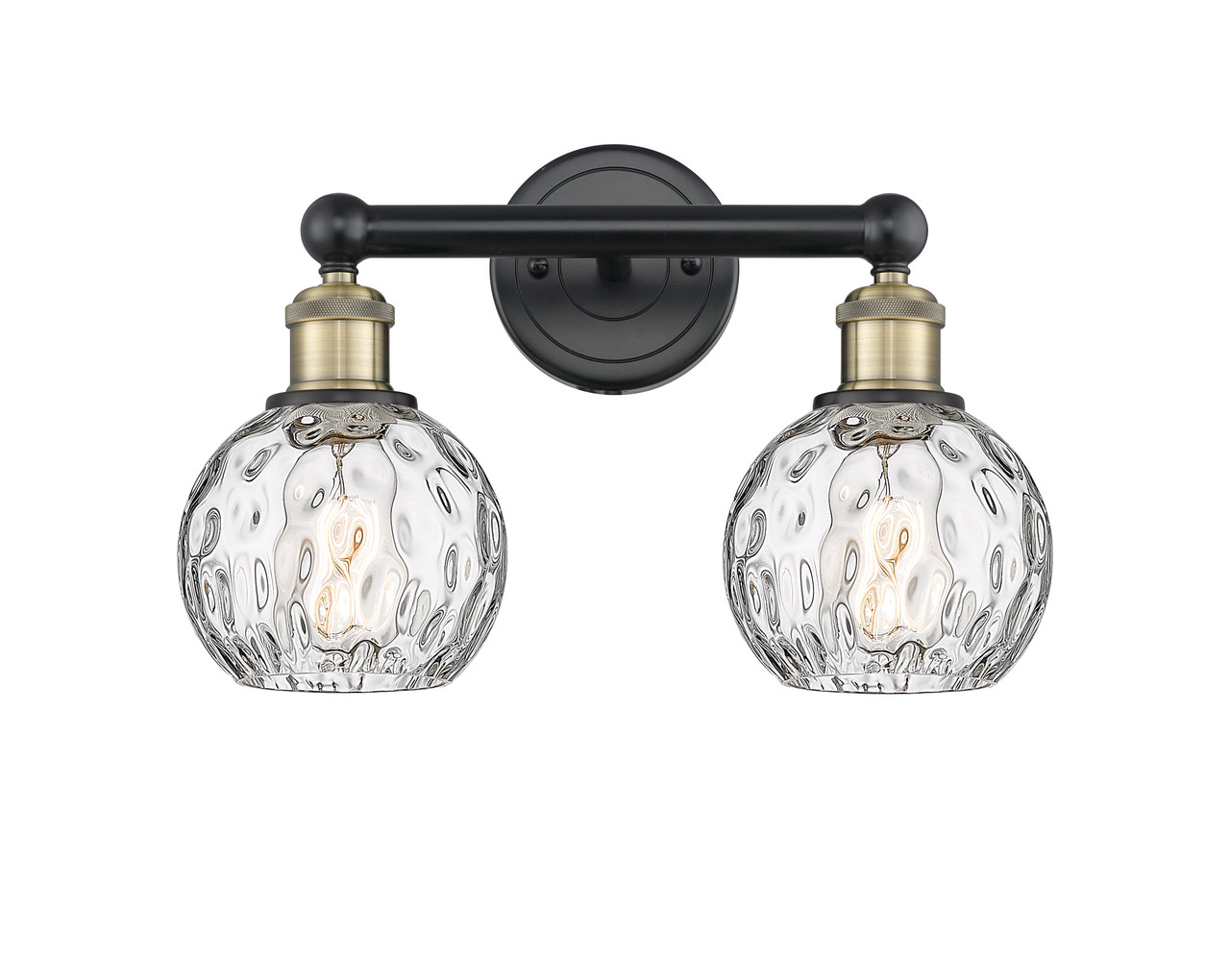 INNOVATIONS 616-2W-BAB-G1215-6 Athens Water Glass 2 15 inch Bath Vanity Light Black Antique Brass