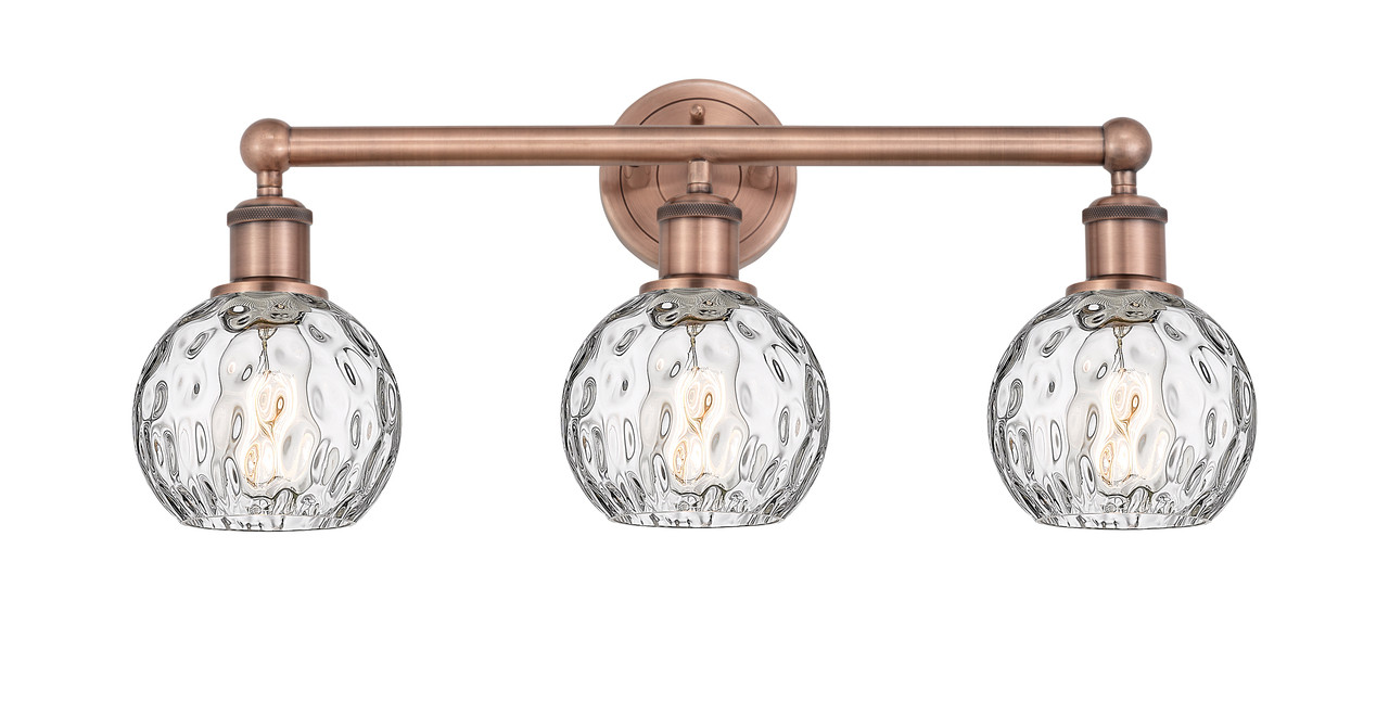 INNOVATIONS 616-3W-AC-G1215-6 Athens Water Glass 3 24 inch Bath Vanity Light Antique Copper