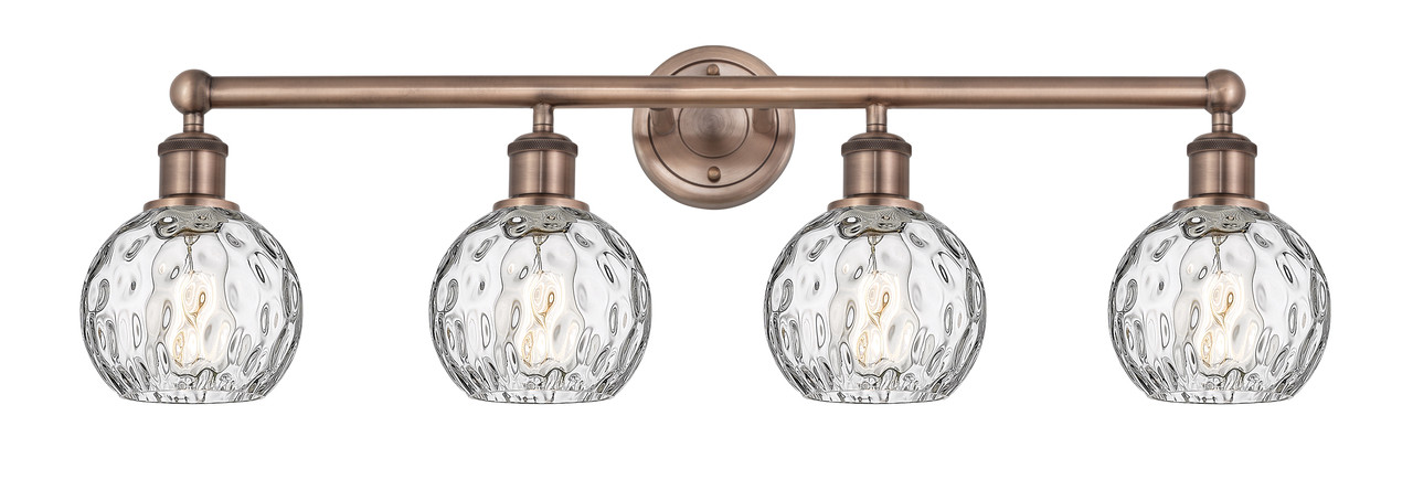 INNOVATIONS 616-4W-AC-G1215-6 Athens Water Glass 4 33 inch Bath Vanity Light Antique Copper