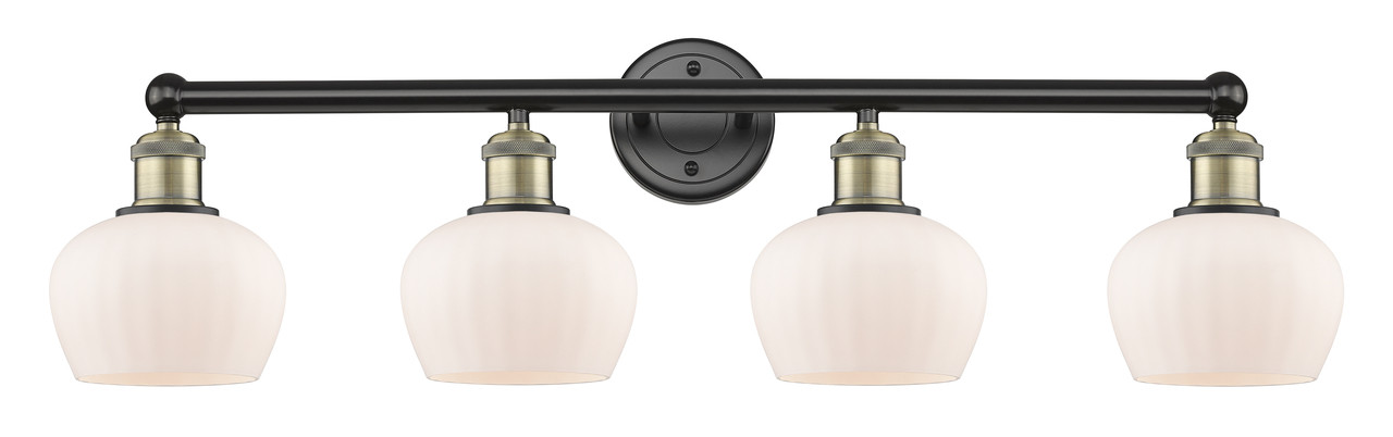 INNOVATIONS 616-4W-BAB-G91 Fenton 4 33.5 inch Bath Vanity Light Black Antique Brass