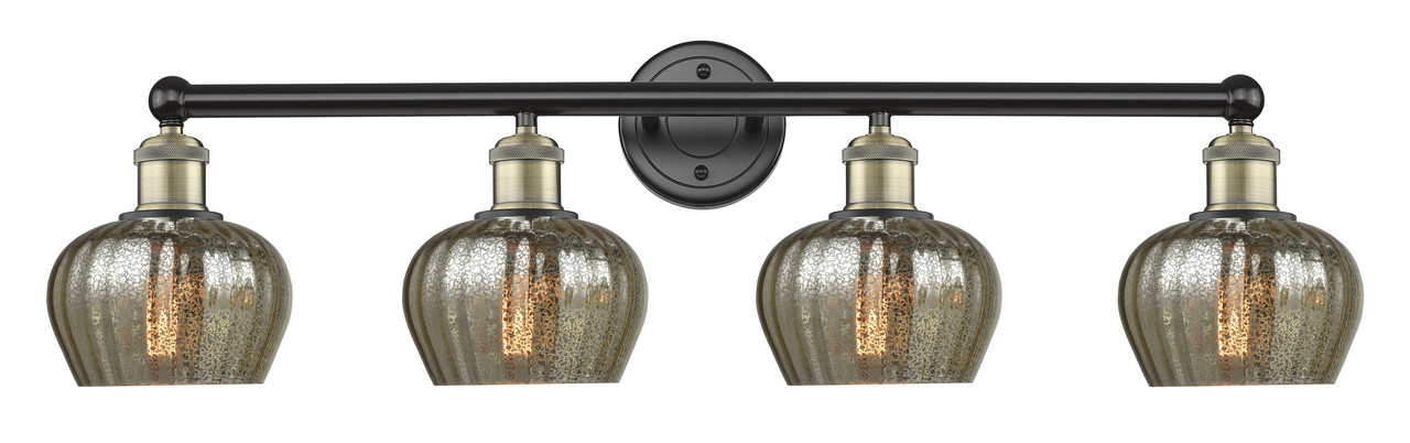 INNOVATIONS 616-4W-BAB-G96 Fenton 4 33.5 inch Bath Vanity Light Black Antique Brass