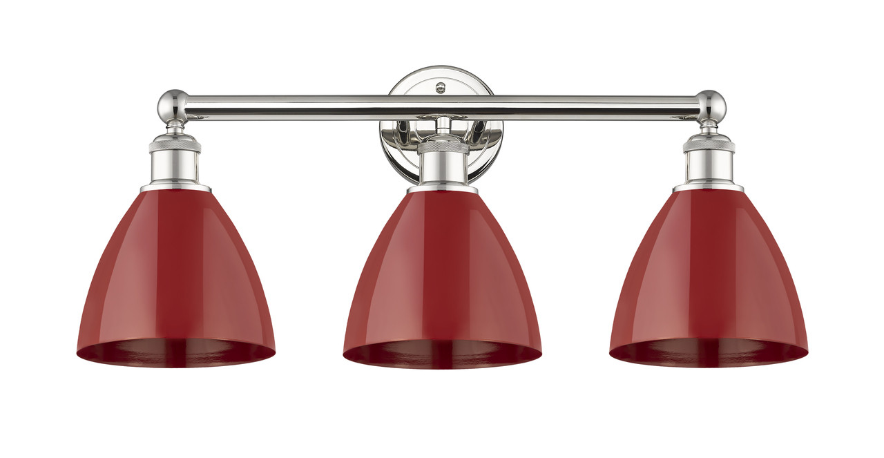 INNOVATIONS 616-3W-PN-MBD-75-RD Plymouth Dome 3 25.5 inch Bath Vanity Light Polished Nickel
