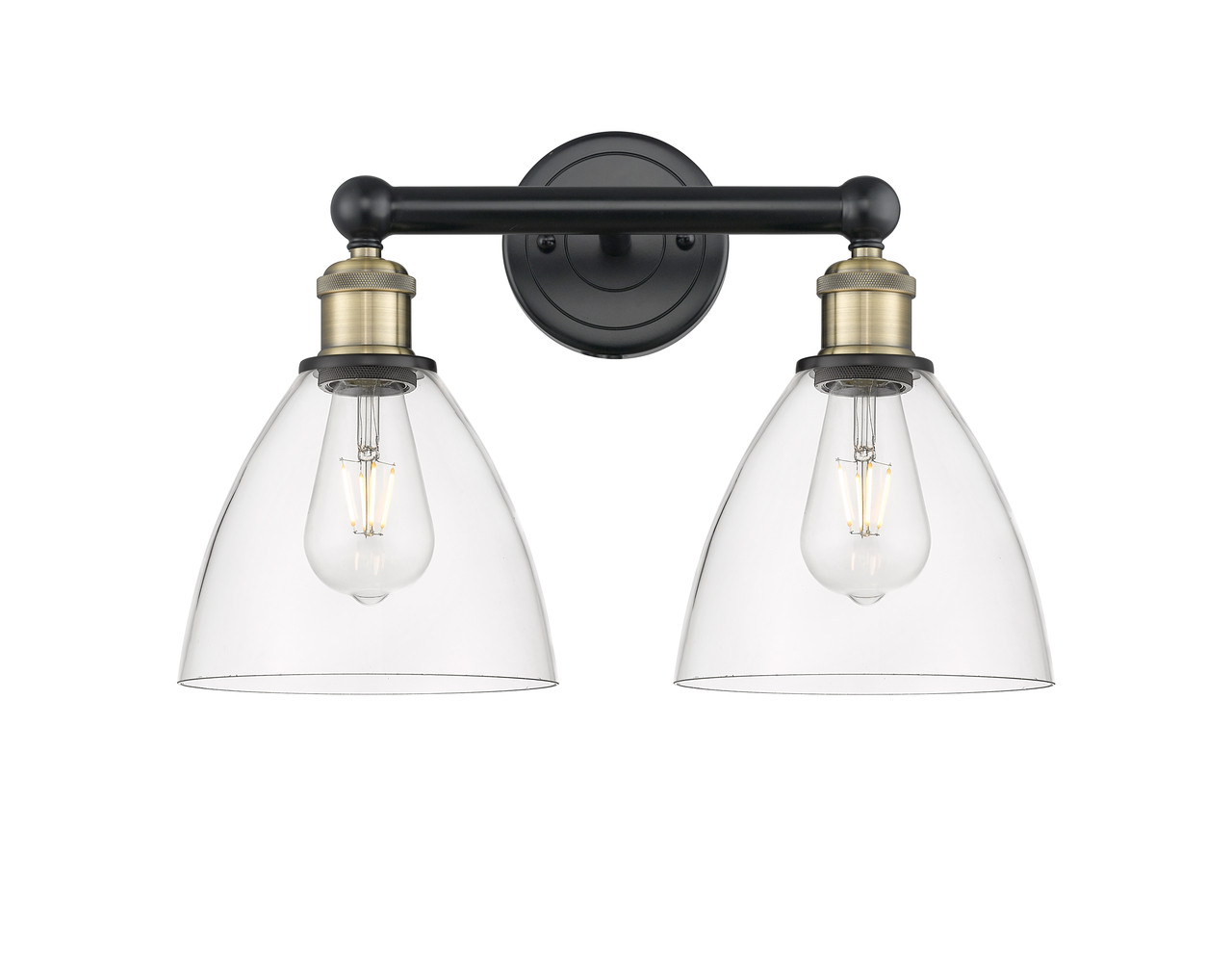 INNOVATIONS 616-2W-BAB-GBD-752 Bristol Glass 2 16.5 inch Bath Vanity Light Black Antique Brass