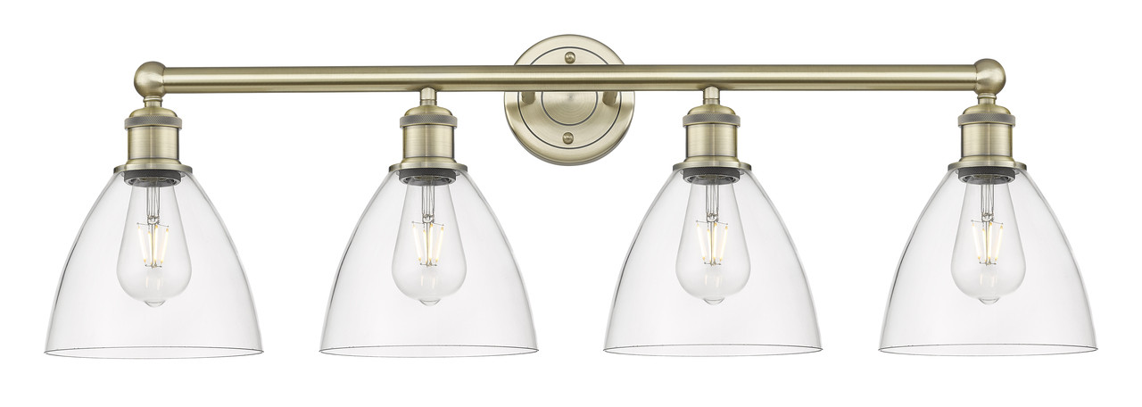 INNOVATIONS 616-4W-AB-GBD-752 Bristol Glass 4 34.5 inch Bath Vanity Light Antique Brass