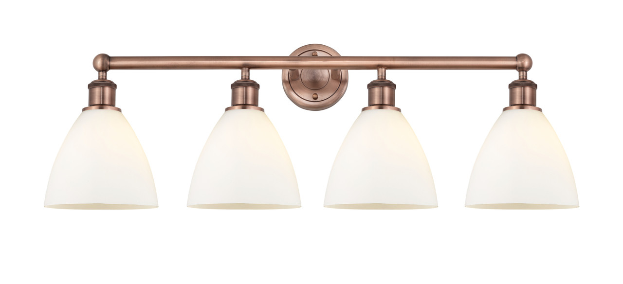 INNOVATIONS 616-4W-AC-GBD-751 Bristol Glass 4 34.5 inch Bath Vanity Light Antique Copper