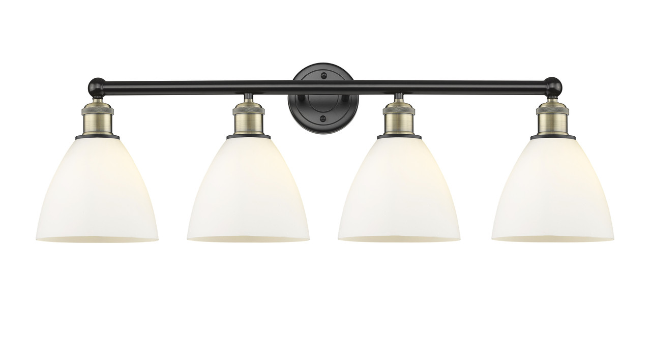 INNOVATIONS 616-4W-BAB-GBD-751 Bristol Glass 4 34.5 inch Bath Vanity Light Black Antique Brass