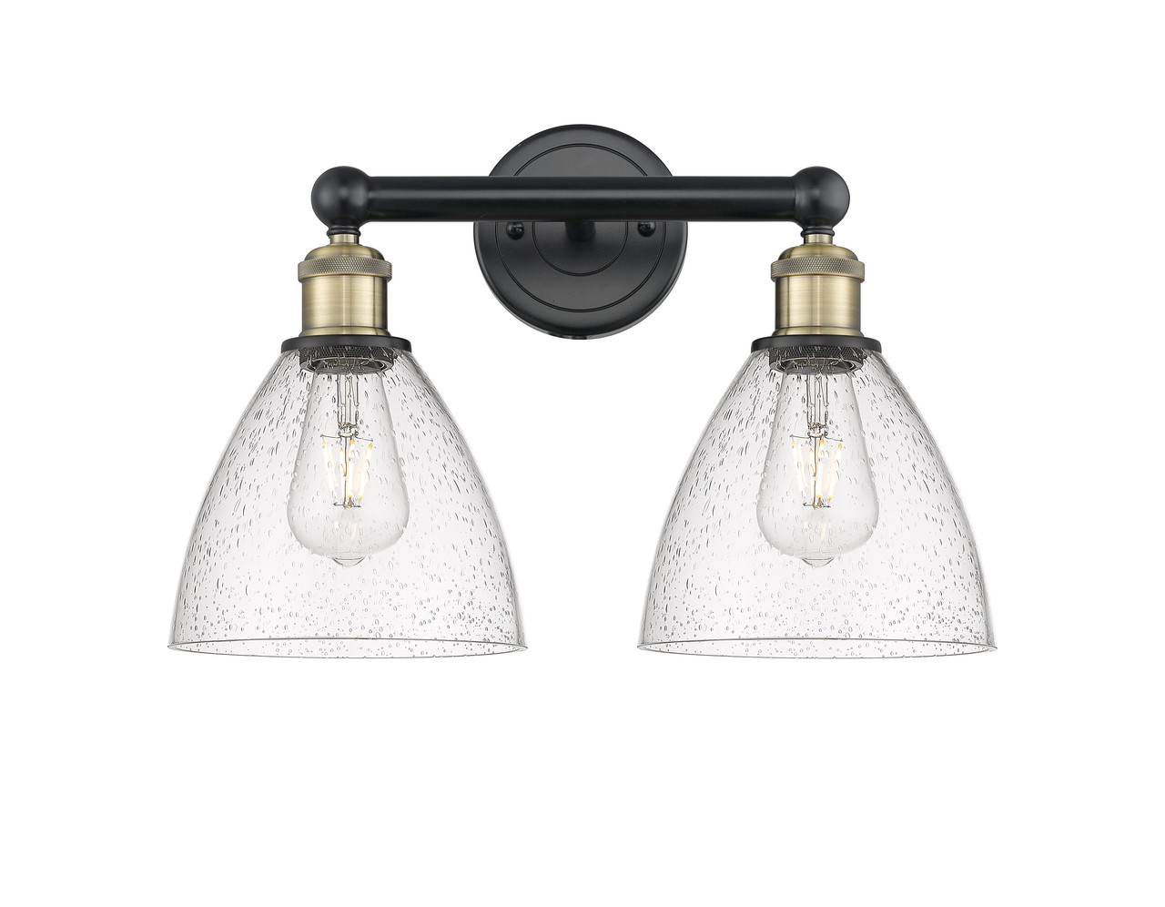 INNOVATIONS 616-2W-BAB-GBD-754 Bristol Glass 2 16.5 inch Bath Vanity Light Black Antique Brass