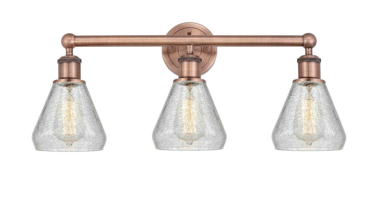INNOVATIONS 616-3W-AC-G275 Conesus 3 24 inch Bath Vanity Light Antique Copper