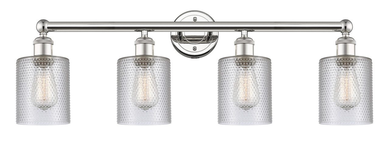 INNOVATIONS 616-4W-PN-G112 Cobbleskill 4 32 inch Bath Vanity Light Polished Nickel