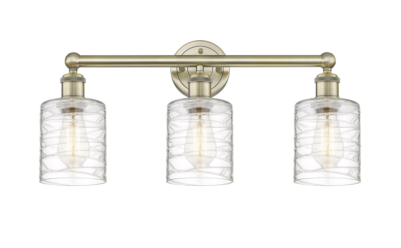 INNOVATIONS 616-3W-AB-G1113 Cobbleskill 3 23 inch Bath Vanity Light Antique Brass