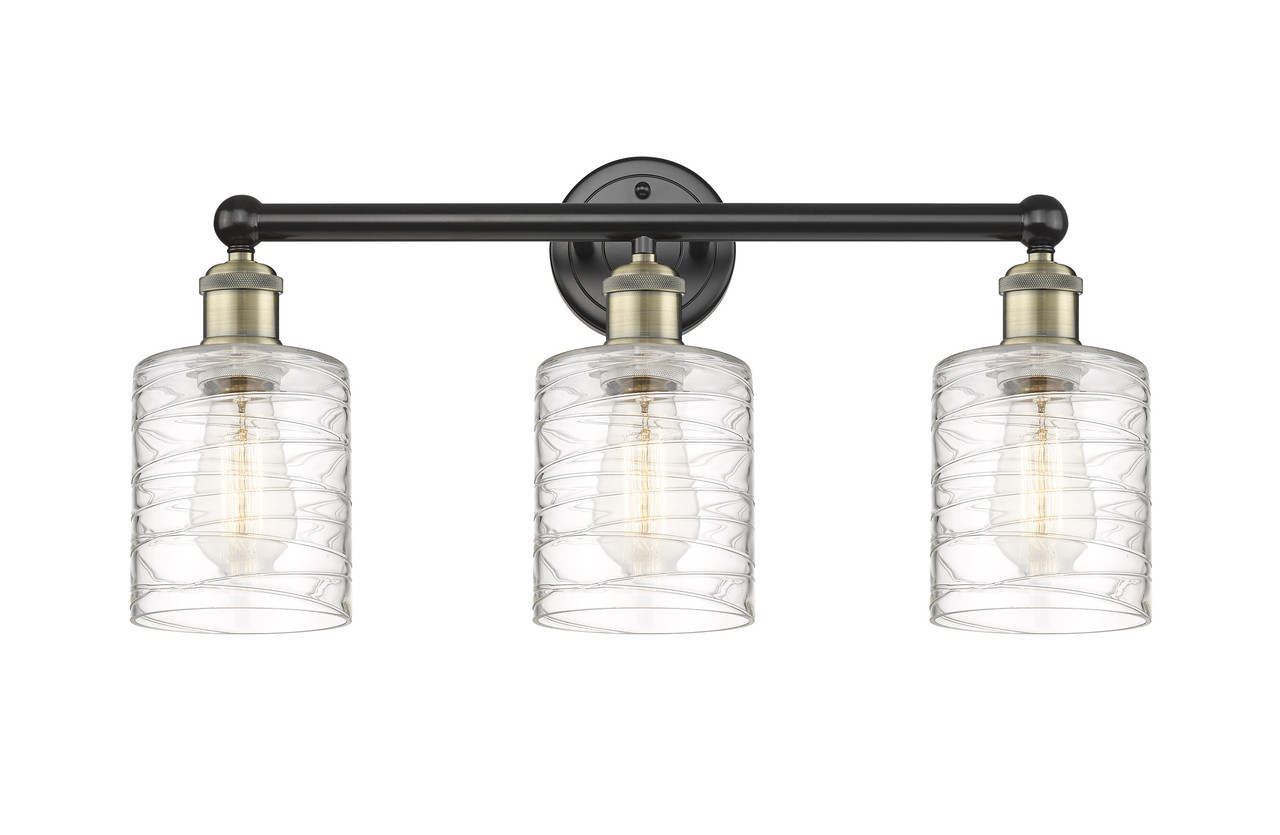 INNOVATIONS 616-3W-BAB-G1113 Cobbleskill 3 23 inch Bath Vanity Light Black Antique Brass