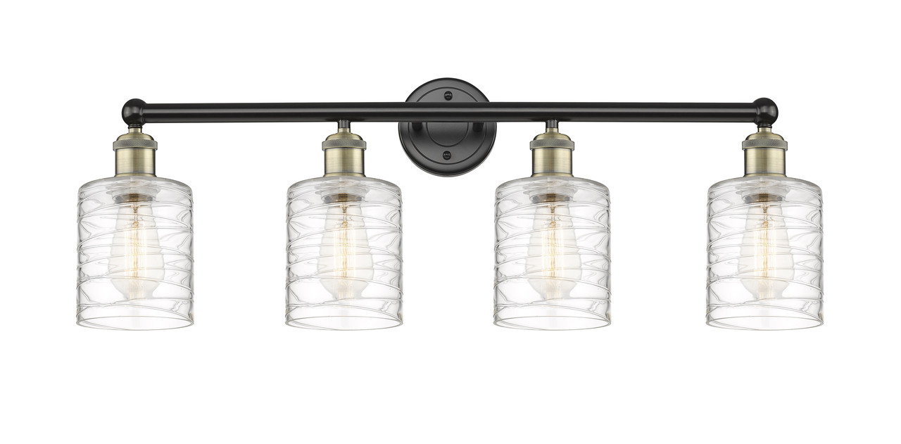 INNOVATIONS 616-4W-BAB-G1113 Cobbleskill 4 32 inch Bath Vanity Light Black Antique Brass