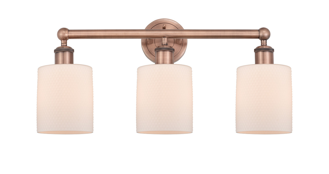 INNOVATIONS 616-3W-AC-G111 Cobbleskill 3 23 inch Bath Vanity Light Antique Copper