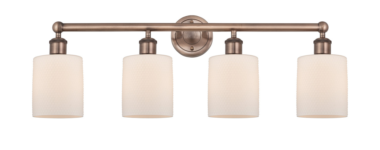 INNOVATIONS 616-4W-AC-G111 Cobbleskill 4 32 inch Bath Vanity Light Antique Copper